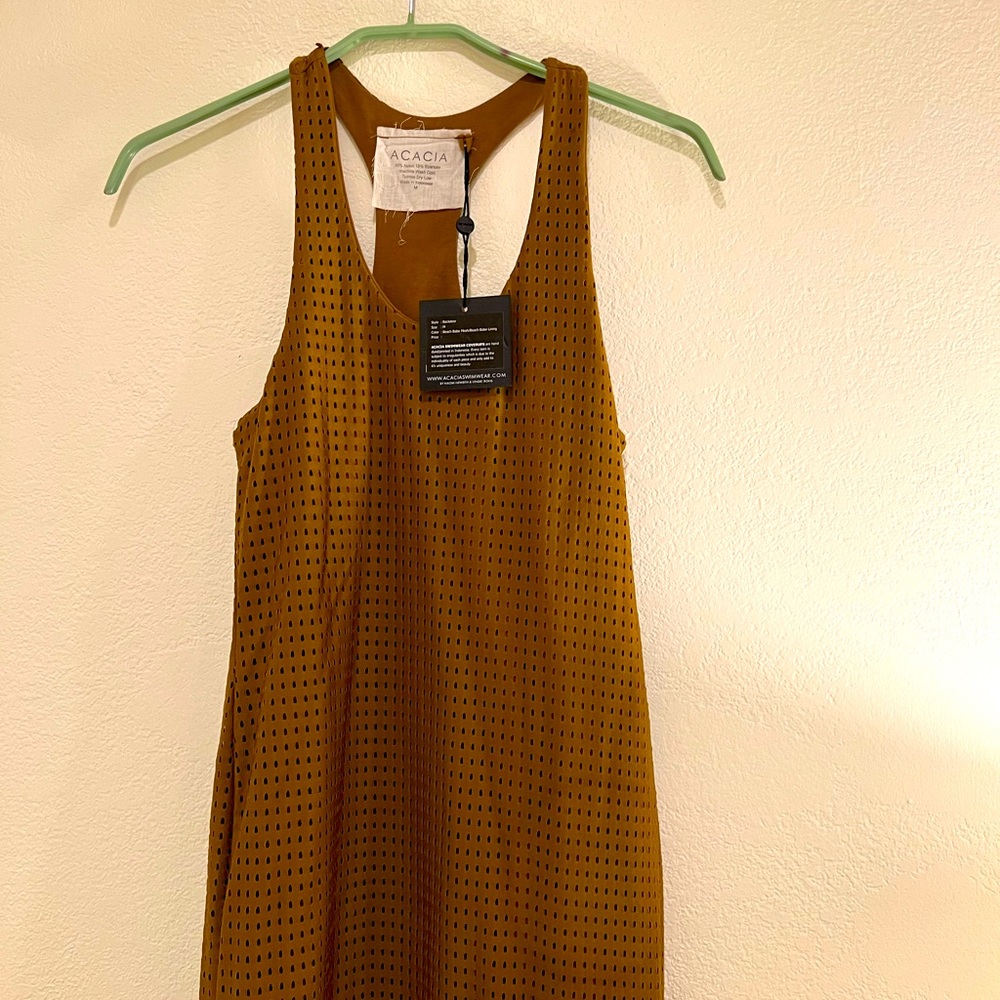 Copper brown spandex and nylon dress.